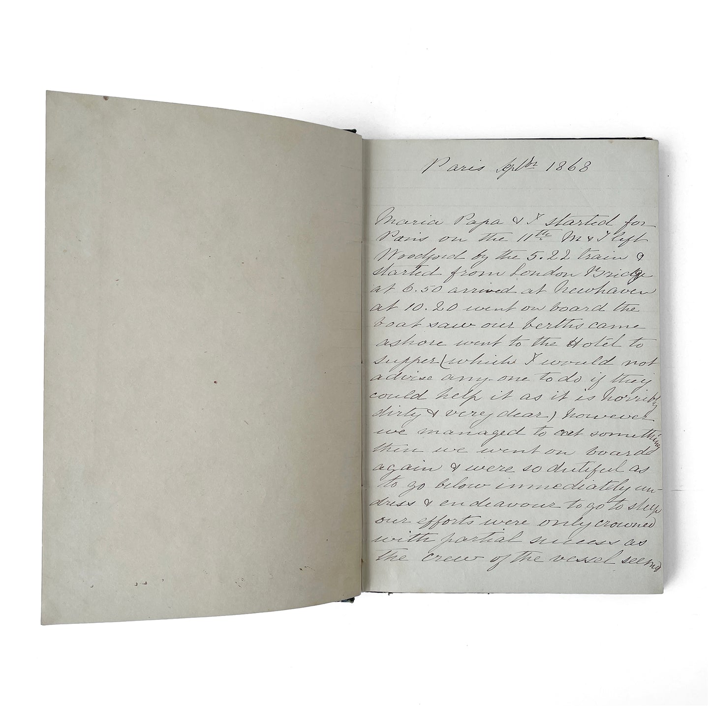 1868 Handwritten Account of a Trip to Paris