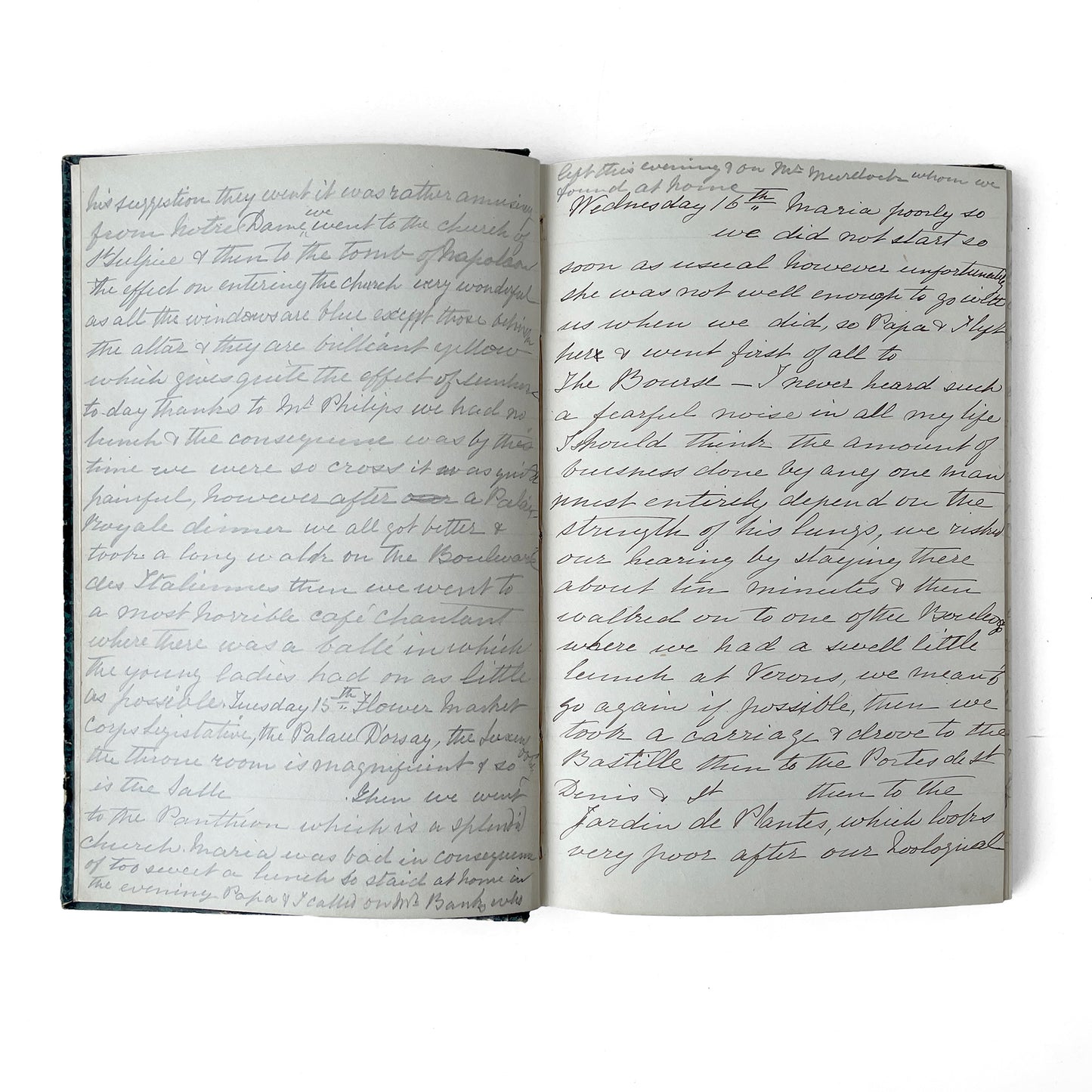 1868 Handwritten Account of a Trip to Paris