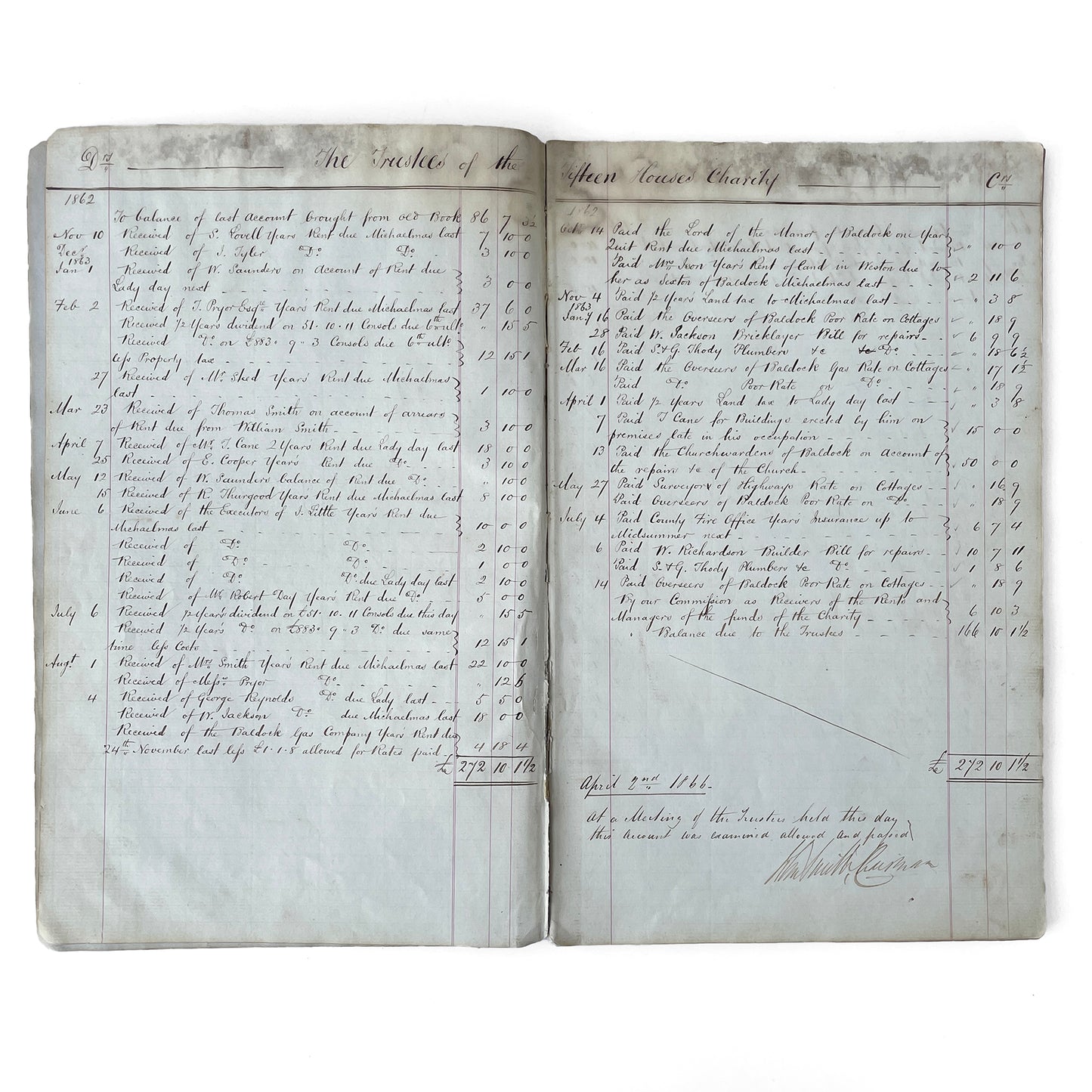 Beautiful 1862 Accounts Book