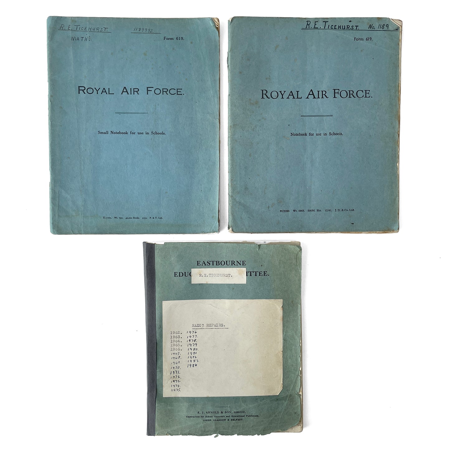 Collection of Two R.A.F and One School Notebooks