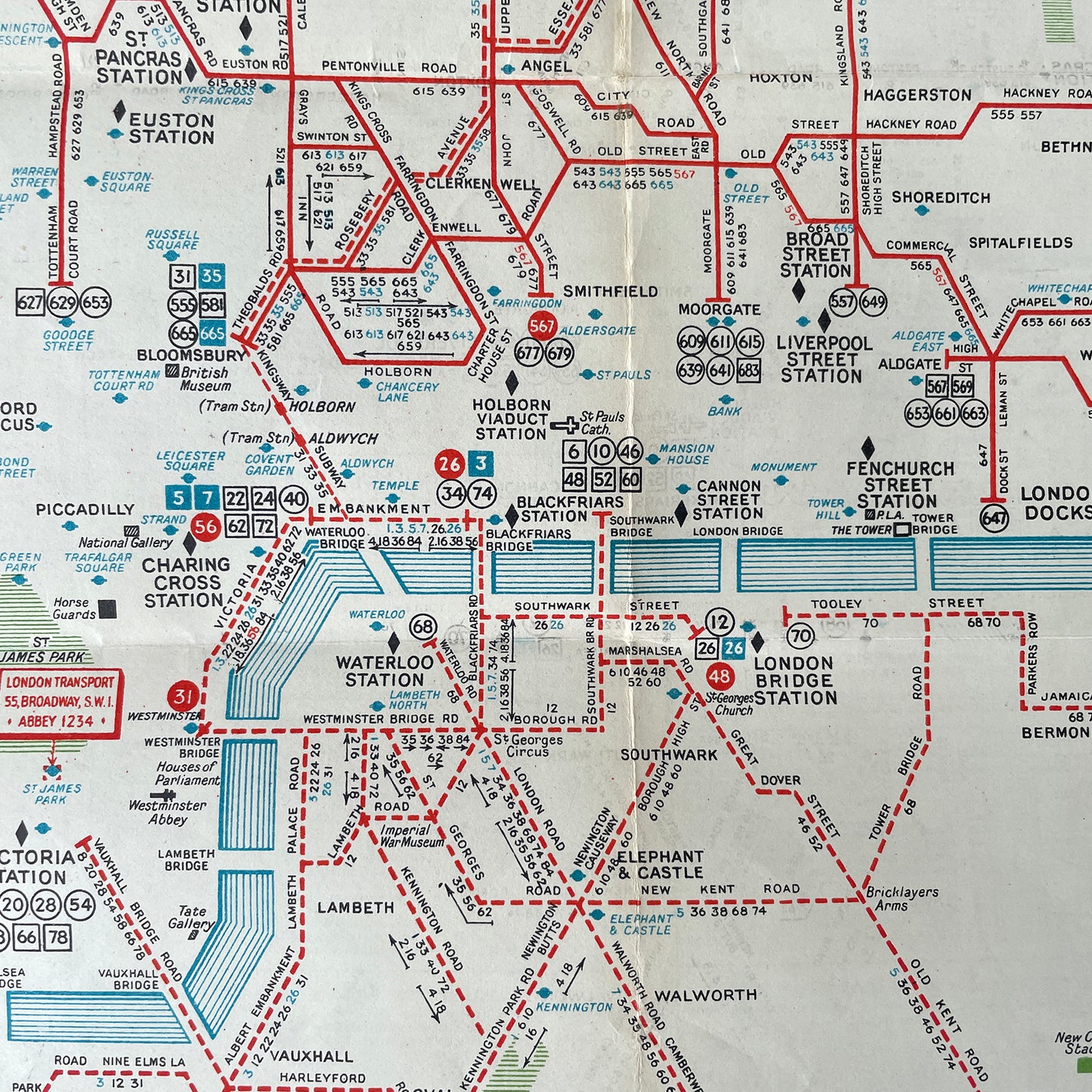 Lovley 1946 Trolleybus & Tram Map of Routes