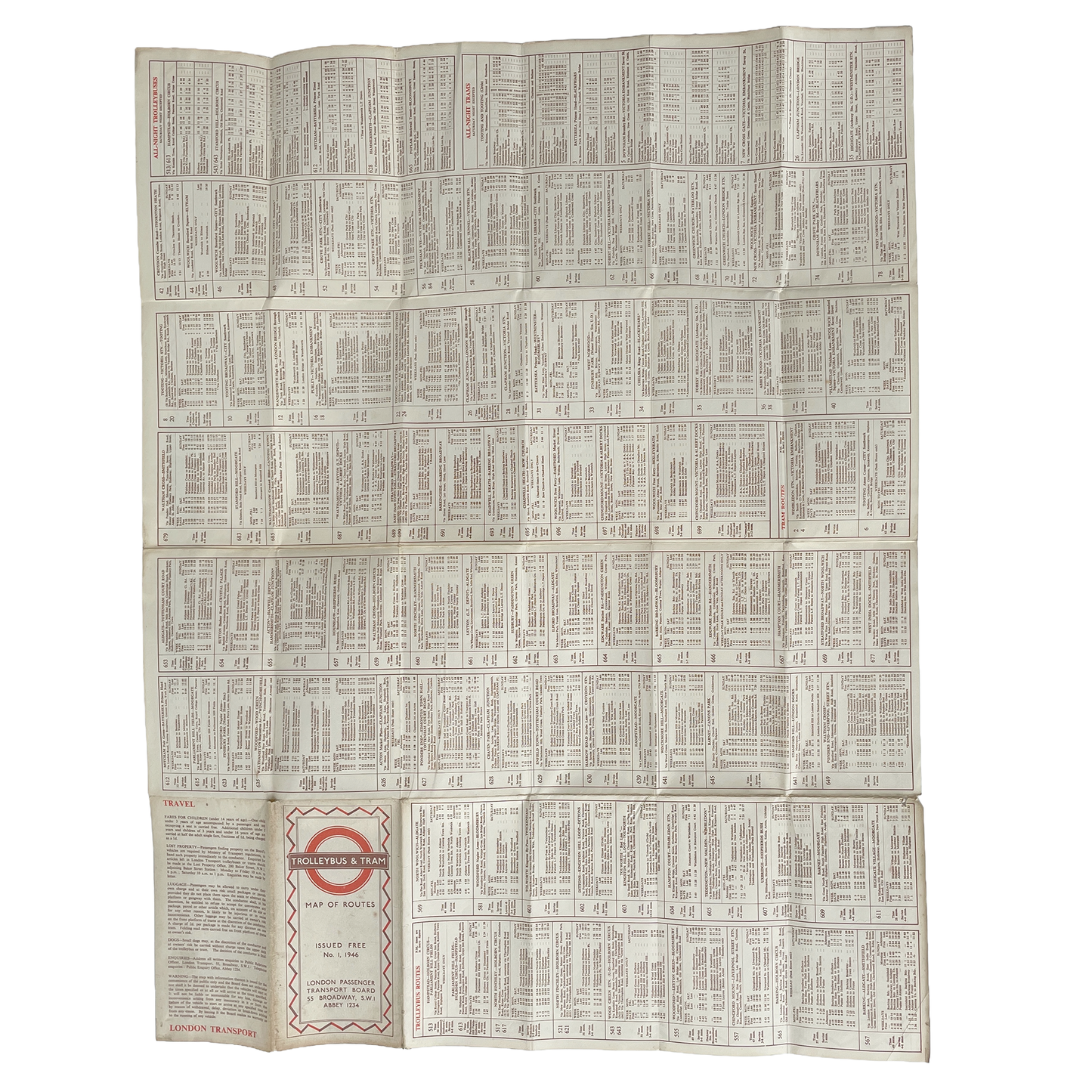 Lovley 1946 Trolleybus & Tram Map of Routes