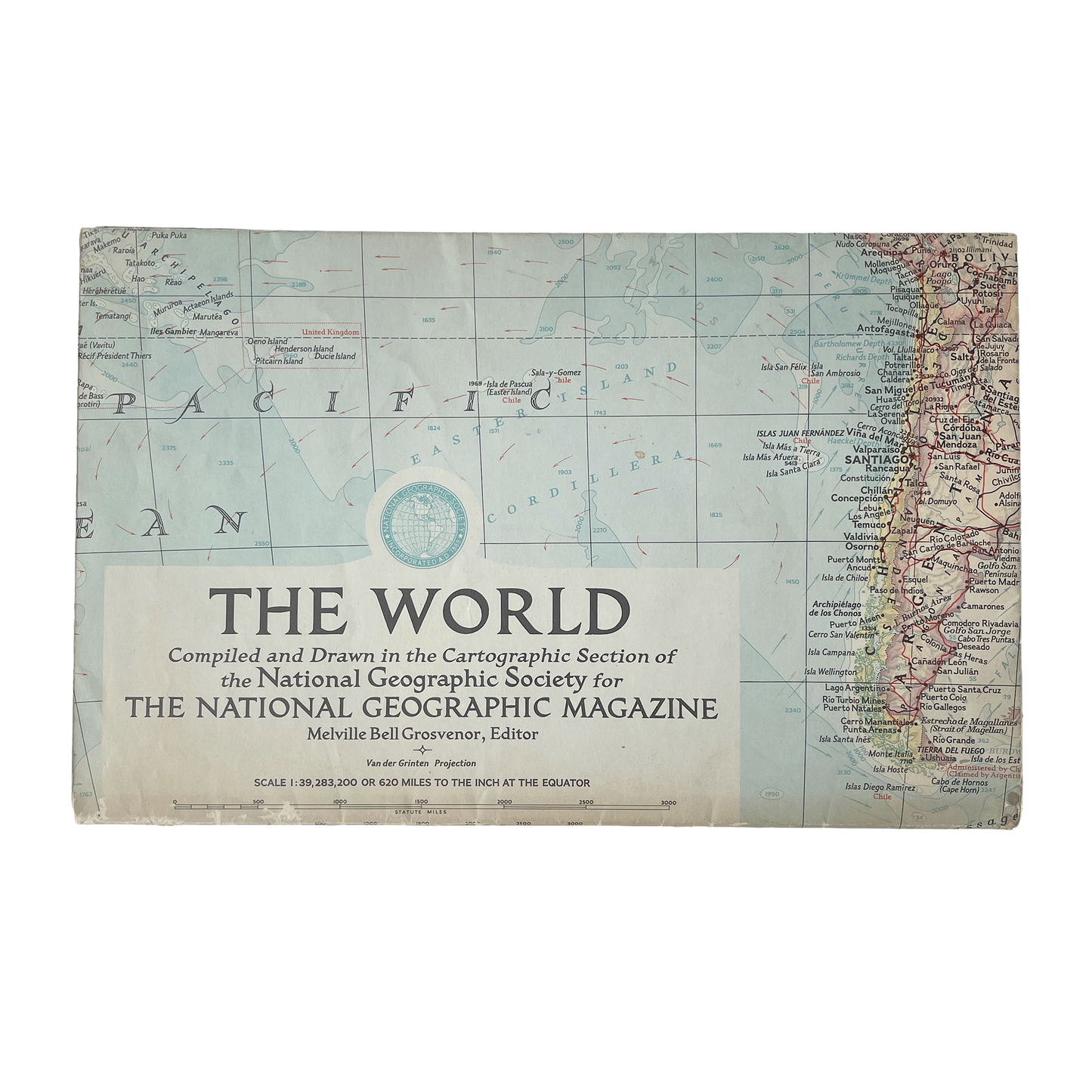 1957 National Geographic World Map