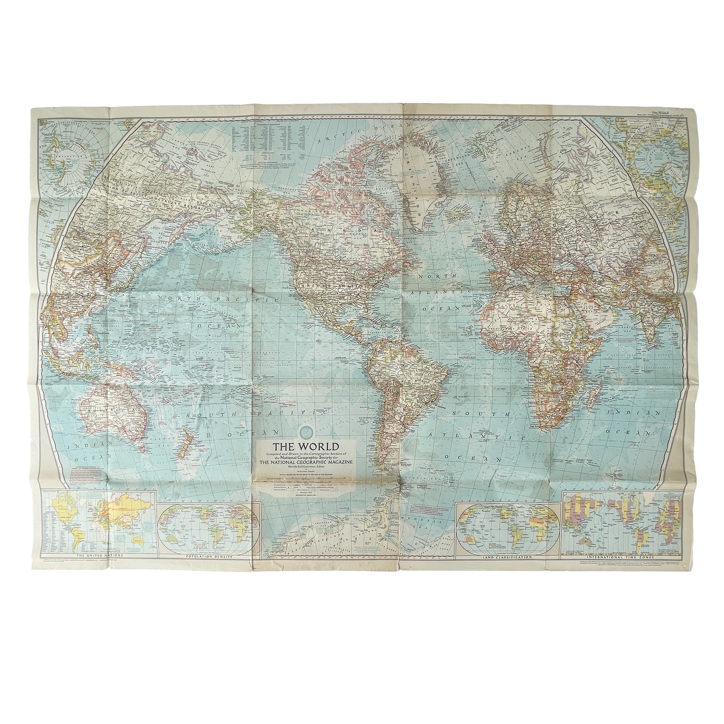 1957 National Geographic World Map