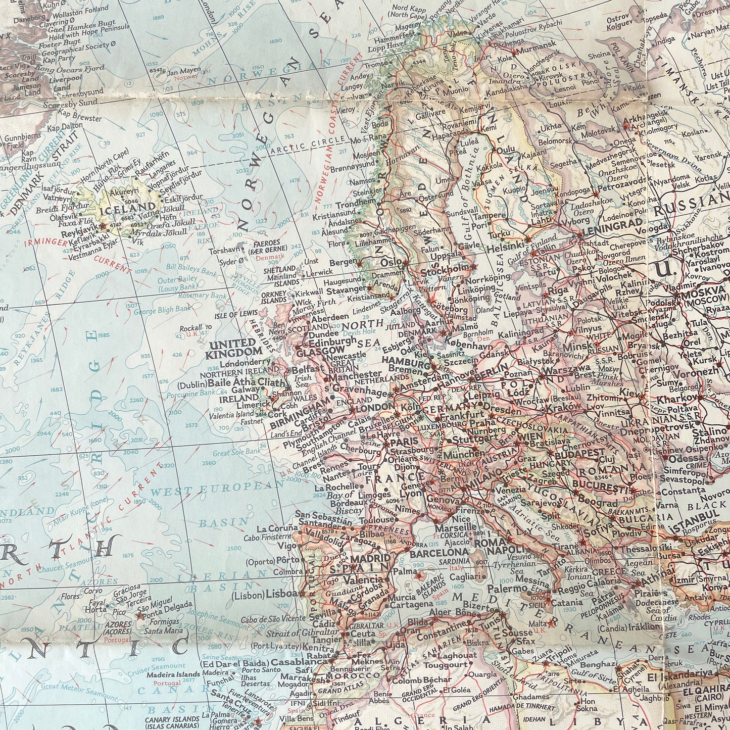1957 National Geographic World Map