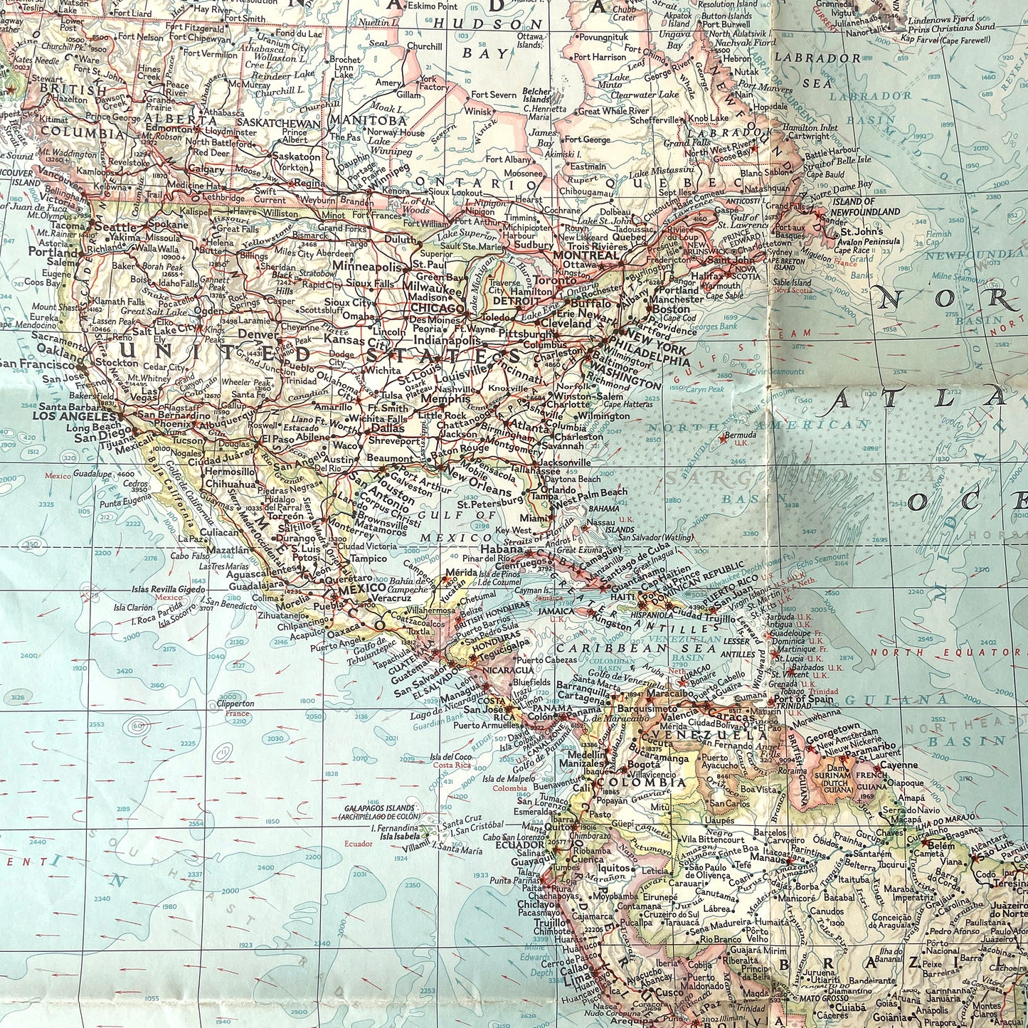 1957 National Geographic World Map