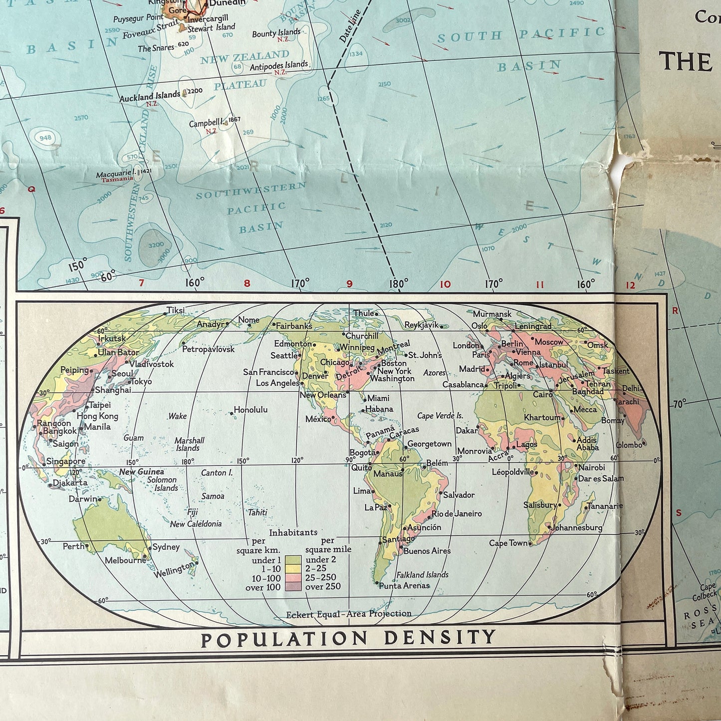 1957 National Geographic World Map