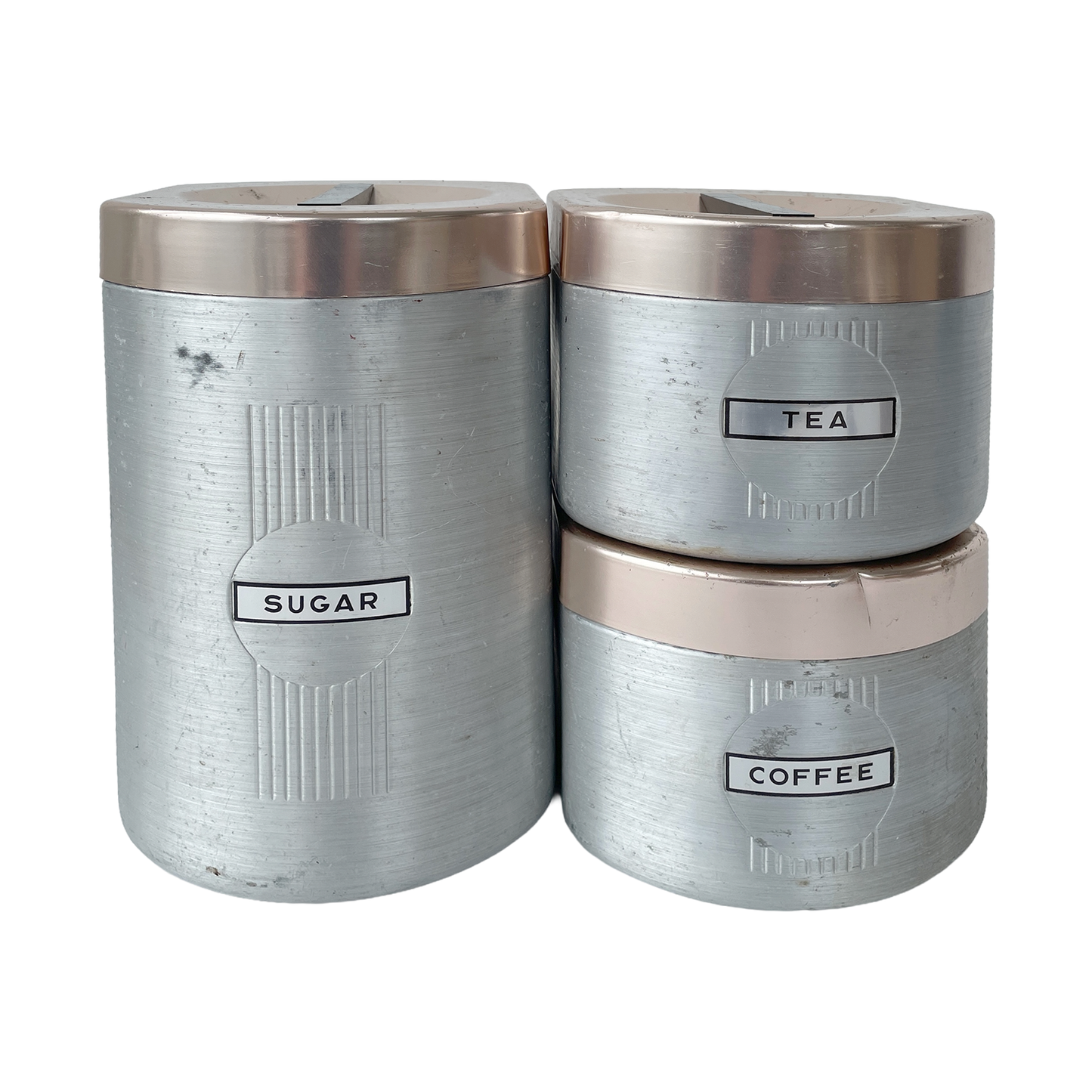 1950s ‘Kromex’ Spun Aluminium Sugar, Tea & Coffee Tins