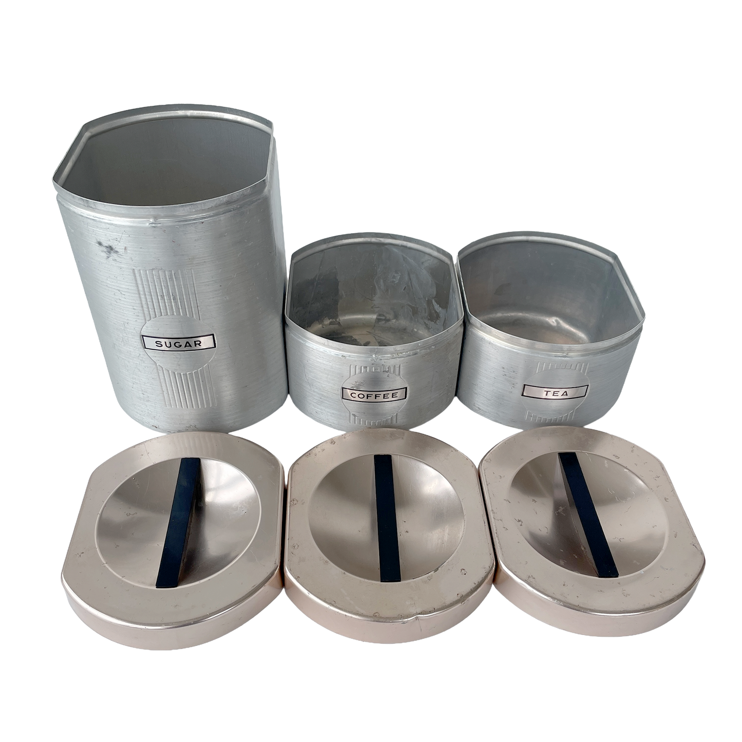 1950s ‘Kromex’ Spun Aluminium Sugar, Tea & Coffee Tins