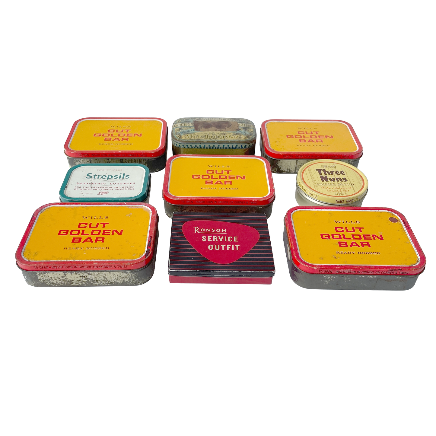 Collection of 9 Vintage Tins