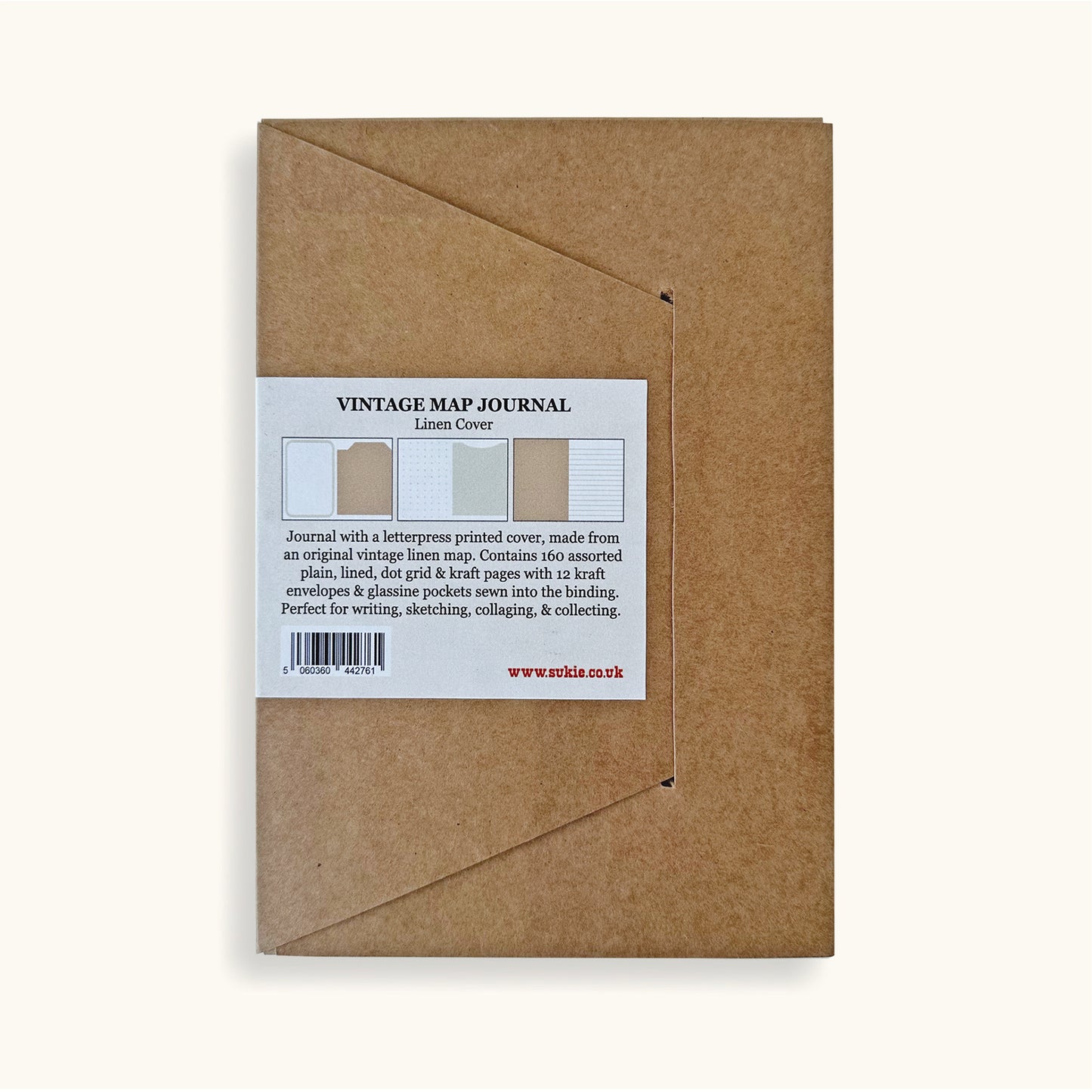 Linen Map Journal With Red Type