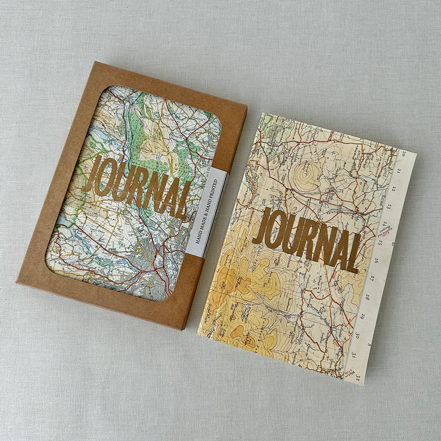 Vintage Map Journal With Gold Type
