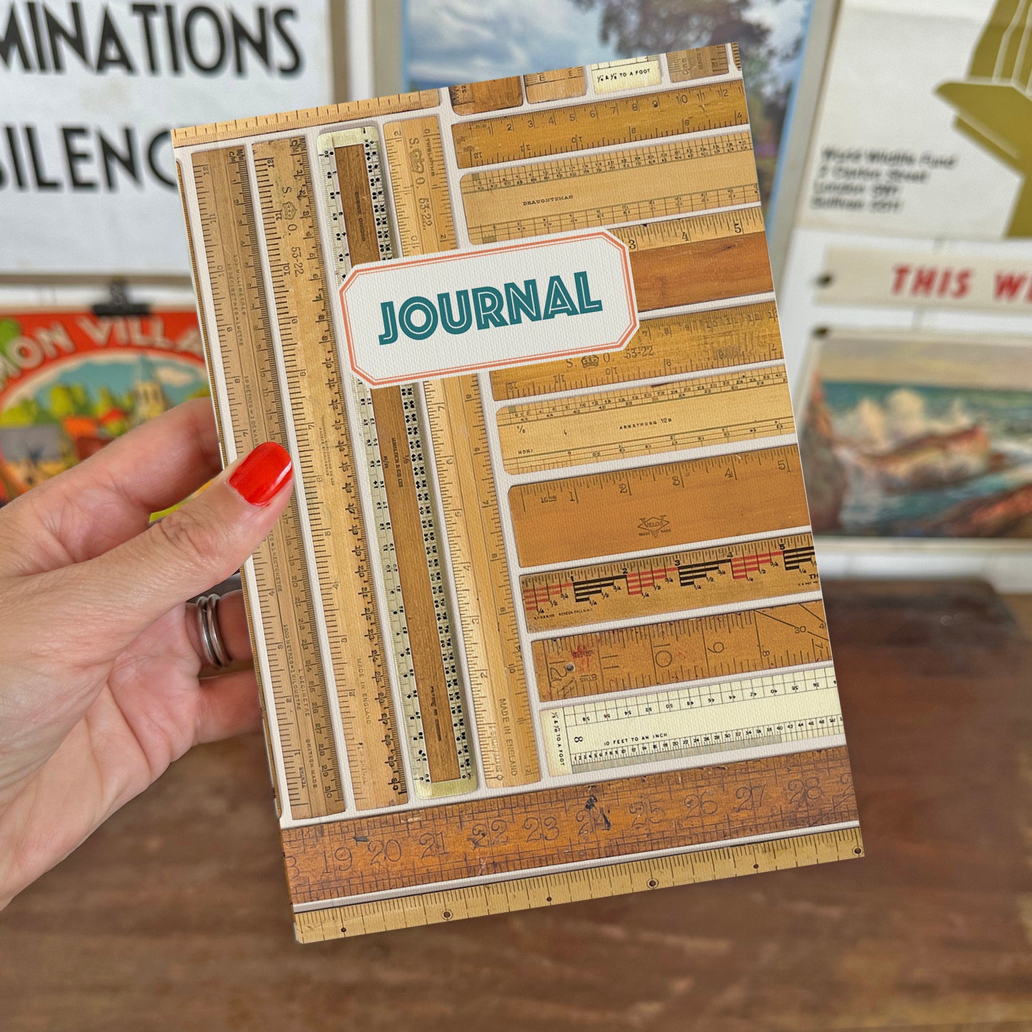Load image into Gallery viewer, Vintage Rulers Journal With Assorted Papers - Sukie
