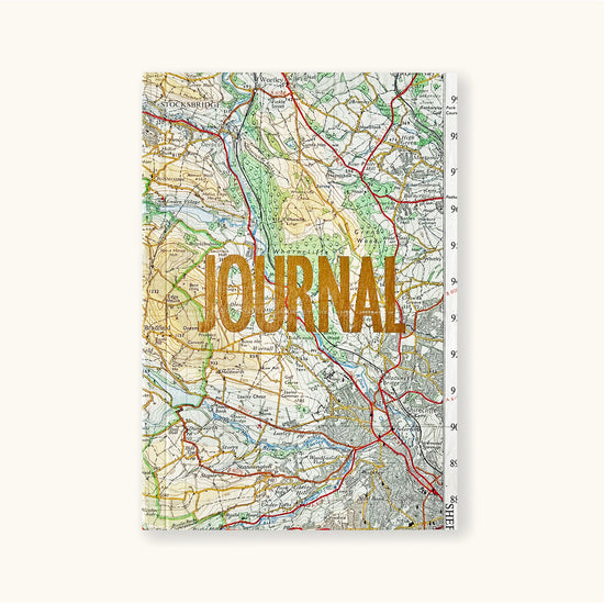 Vintage Map Journal With Gold Type
