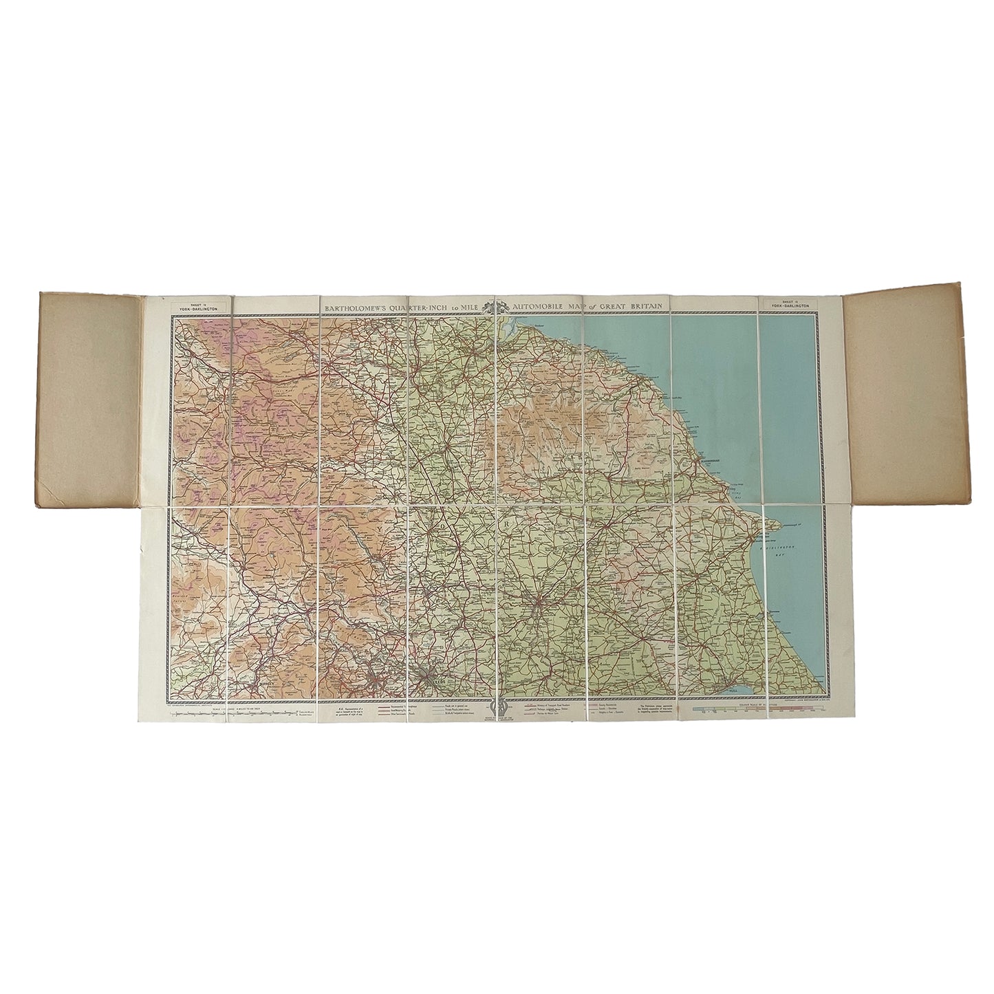 Early 20th Century Bartholomew’s ‘AA’ Map of York-Darlington