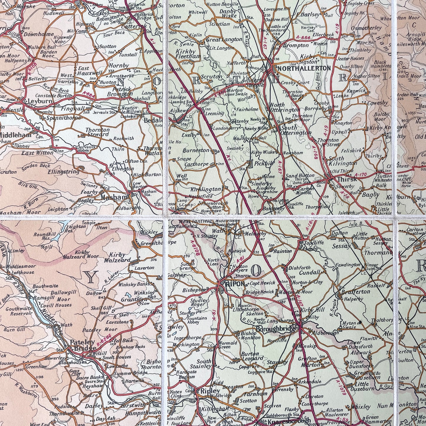 Early 20th Century Bartholomew’s ‘AA’ Map of York-Darlington