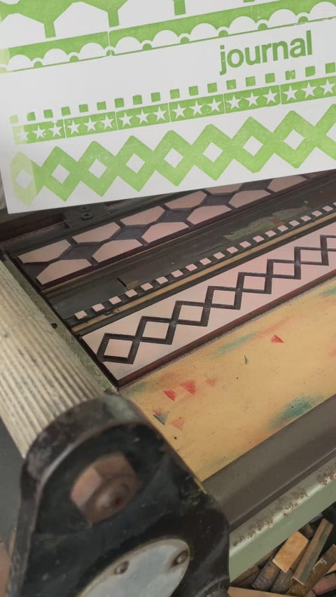 Load and play video in Gallery viewer, Letterpress Journal Carnival In Green &amp;amp; Pink
