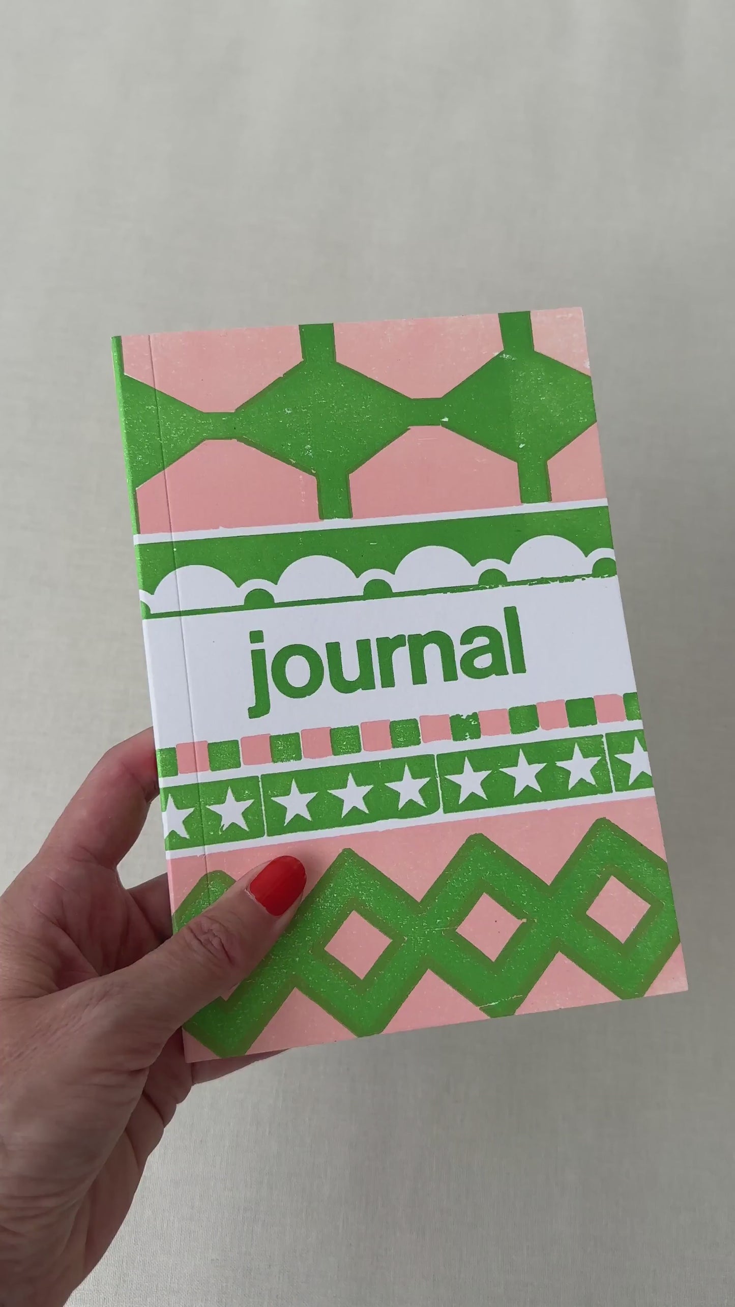 Load and play video in Gallery viewer, Letterpress Journal Carnival In Green &amp;amp; Pink
