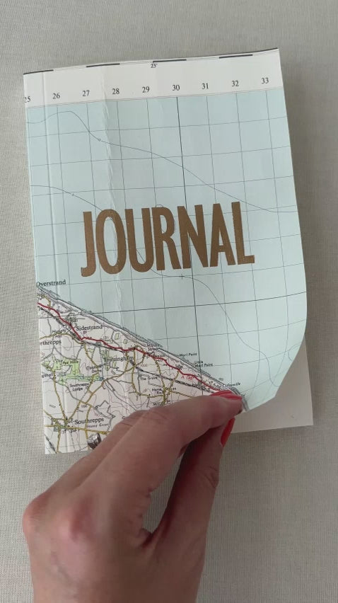 Load and play video in Gallery viewer, Vintage Map Journal With Gold Type
