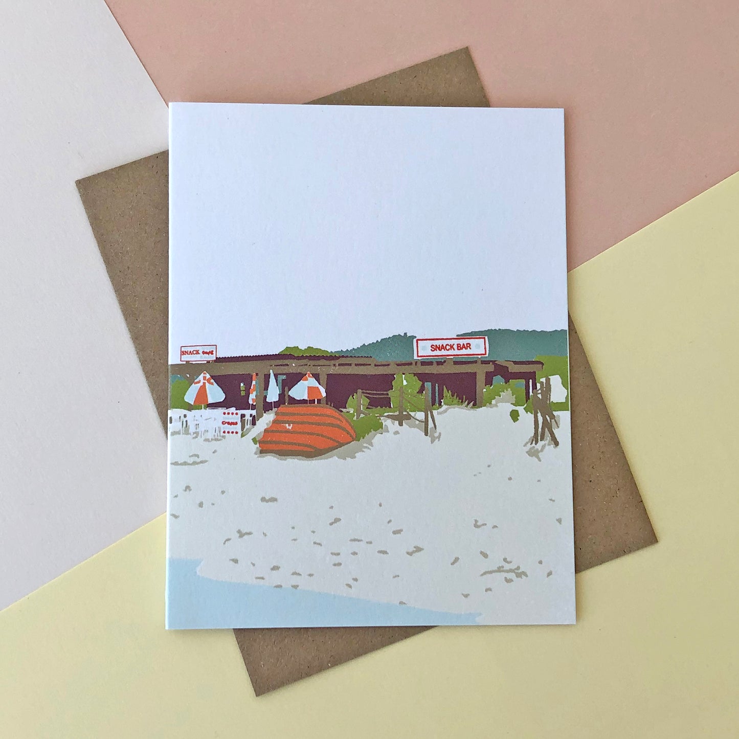 Beach Shack Illustrated Blank Greetings Card - Sukie