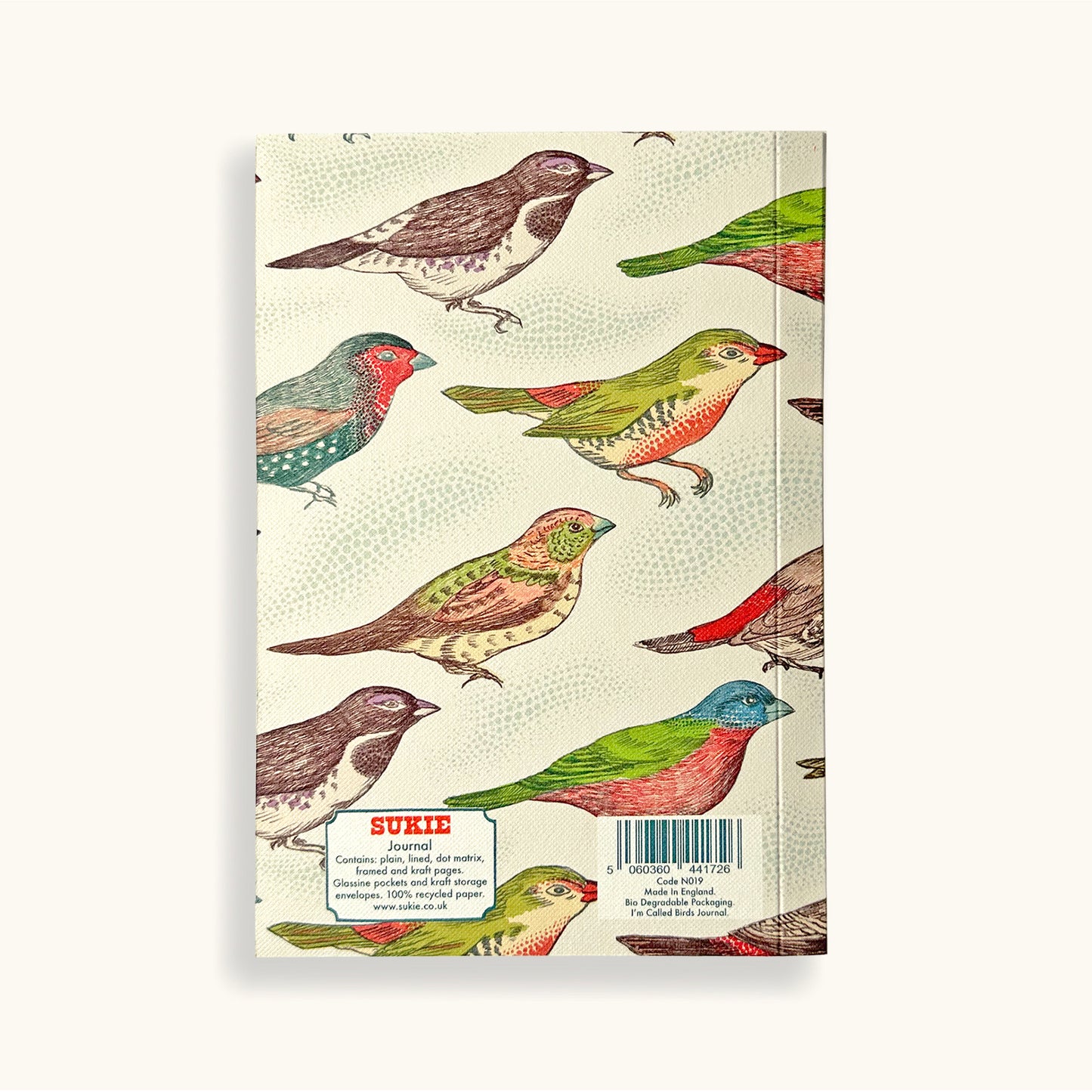 Personalised Bird Print Journal With Assorted Papers - Sukie
