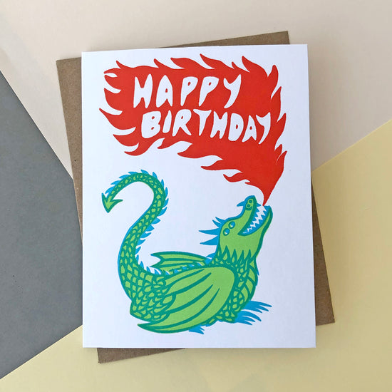 Happy Birthday Dragon Letterpress Card - Sukie