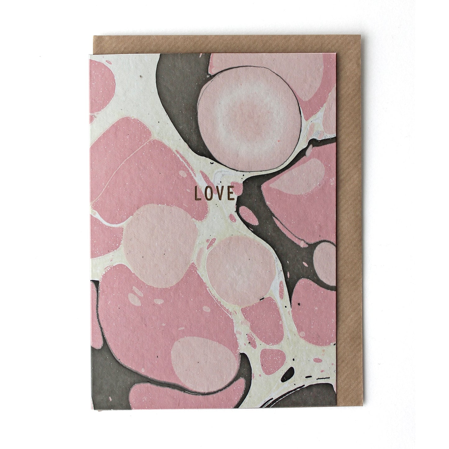 Marble Pink/Brown 'Love' Card & Envelope - Sukie
