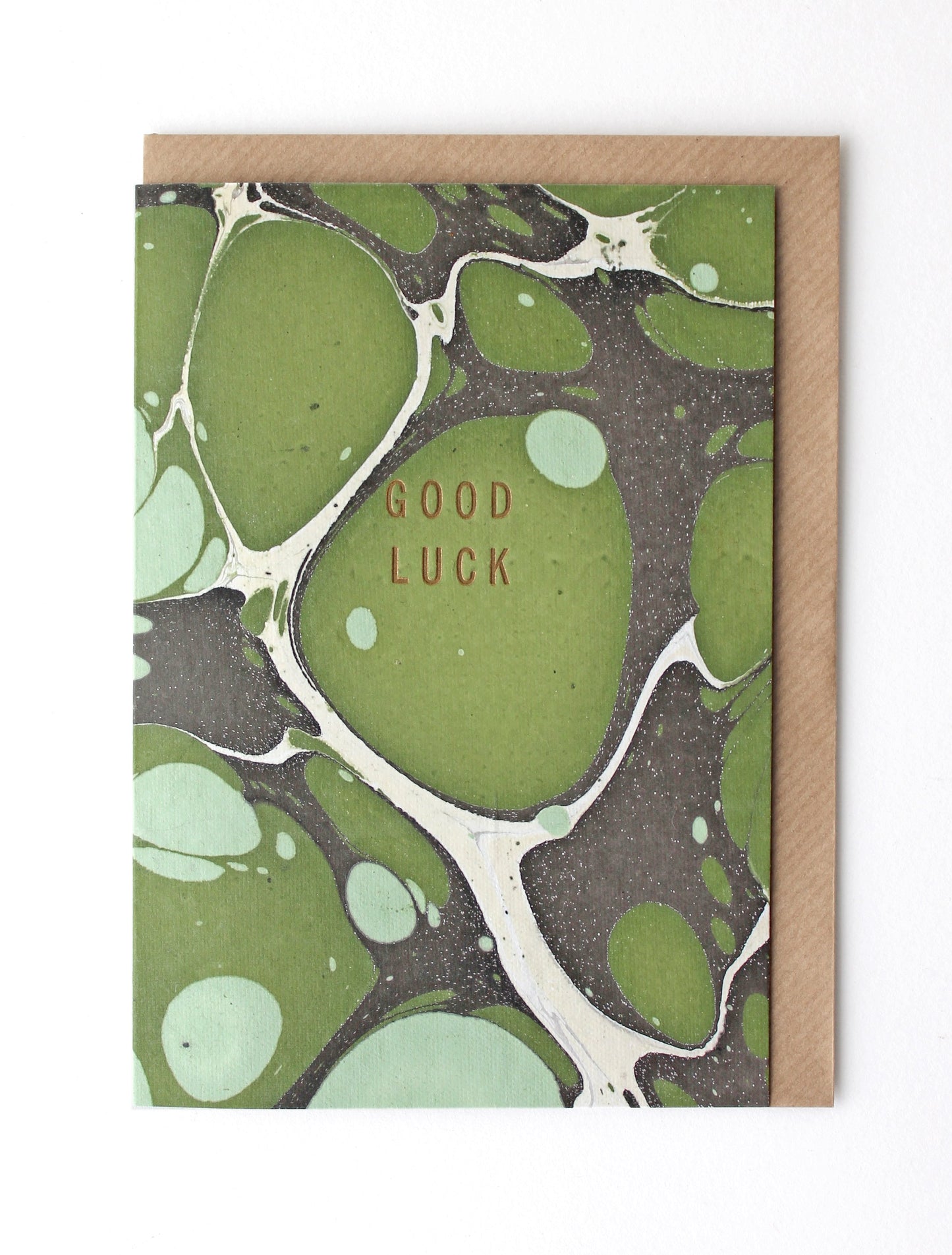 Marble Green 'Good Luck' Card & Envelope - Sukie