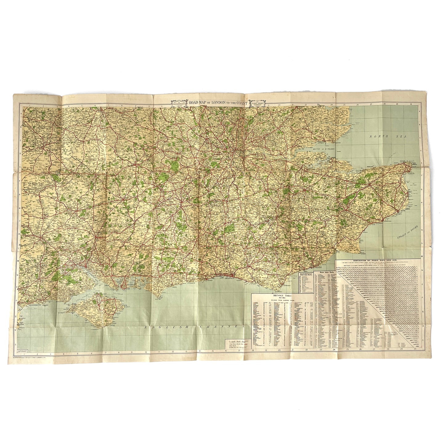 1923 Geographia Road Map of London to the Coast - Sukie