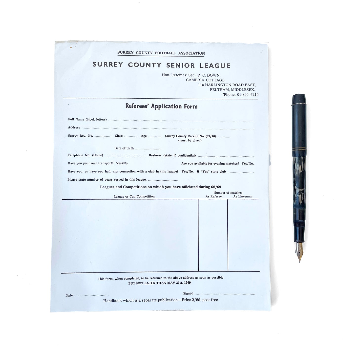 1960’s Football Referee’s Application Form Notepad - Sukie