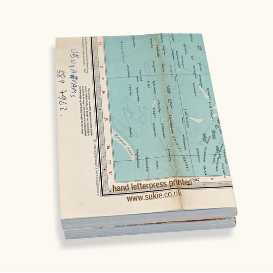 Linen Map Journal With Gold Type - Sukie