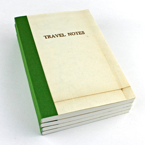 Linen Map Travel Notes with Green Binding - Sukie