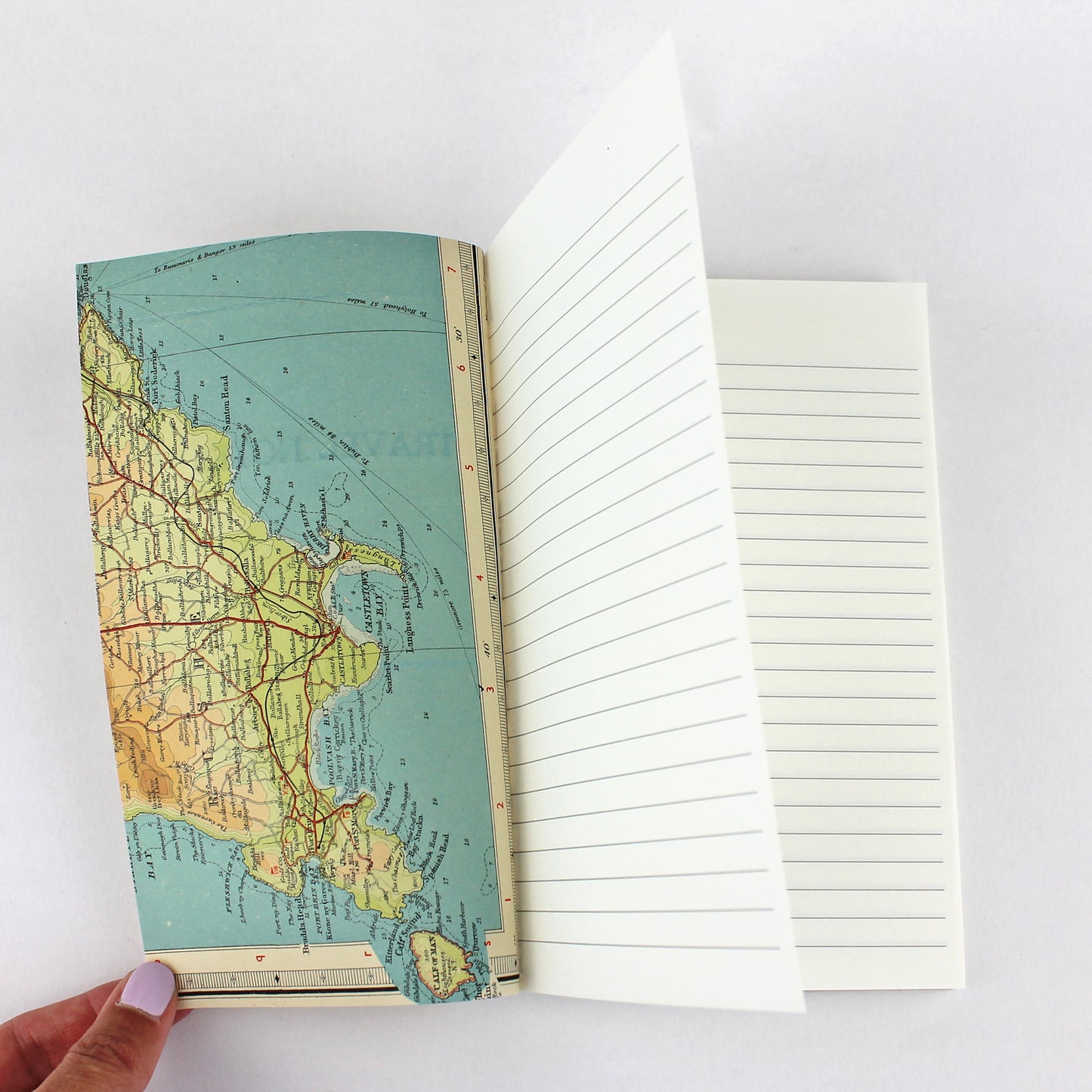 Linen Map Travel Notes with Pink Binding - Sukie