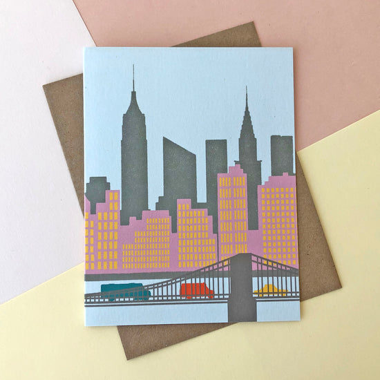 New York Skyline Illustrated Blank Greetings Card - Sukie