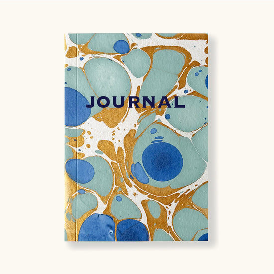 Hand Marbled Journal In Royal Blue - Sukie