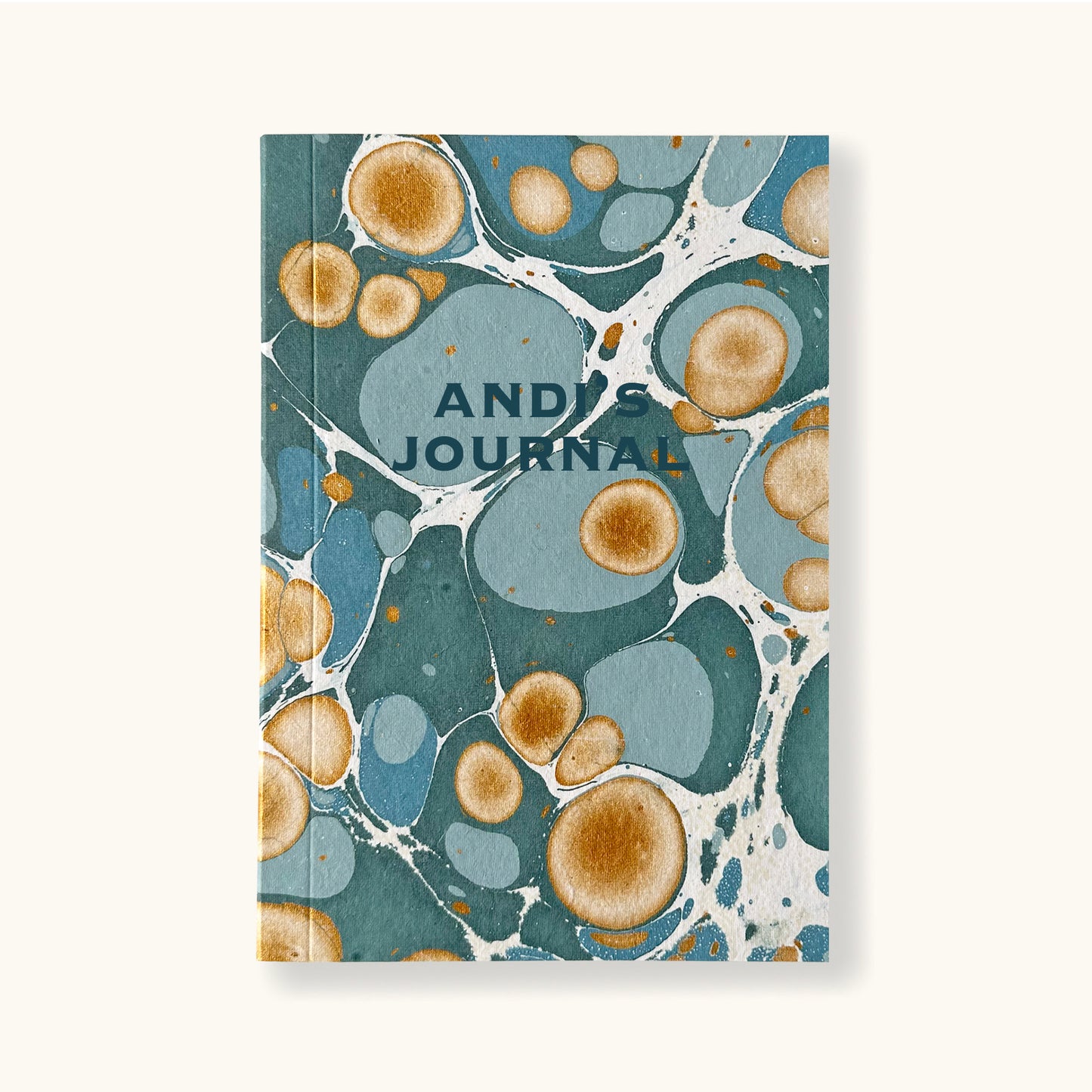 Hand Marbled Journal In Sea Green - Sukie
