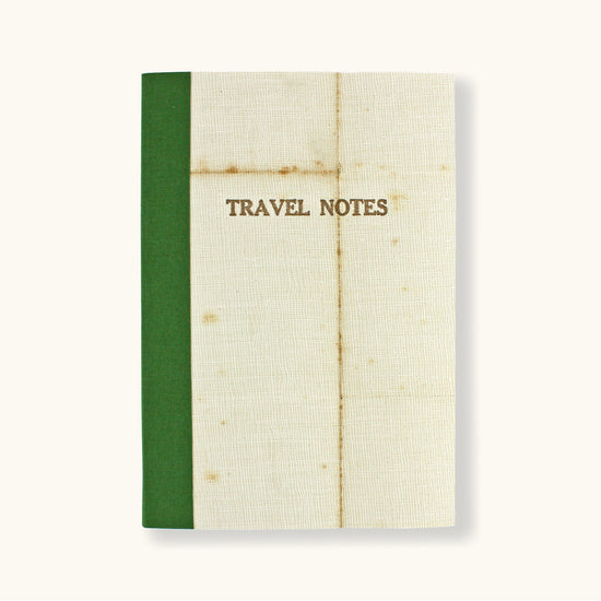 Load image into Gallery viewer, Linen Map Travel Notes With Green Binding - Sukie
